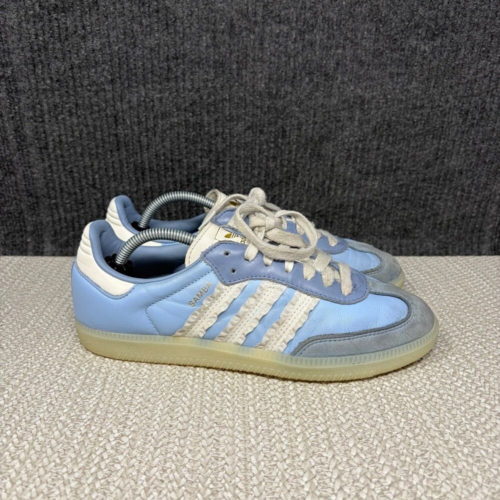 Adidas Samba OG Clear Sky Blue White Leather Shoes Women’s Size 7 JR8829
